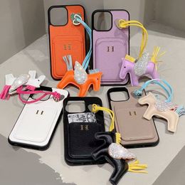 Phone ases designer Light luxury 15promax phone case Fashion brand 14 niche diamond-encrusted pony 13 card bag 12 protective case new