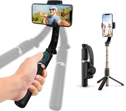 Stabilisateur de cardan portatif pour appareil photo de téléphone, support de trépied portable pliable avec télécommande sans fil, bâton de selfie extensible en alliage d'aluminium, monopode pour enregistrement vidéo en direct