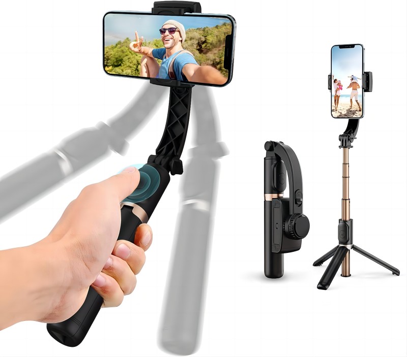 Handheld Gimbal Stabilizator telefonu Składanie Przenośna uchwyt na statyw z bezprzewodowym zdalnym rozszerzonym aluminium Selfie Selfie Stick Monzod do płyty wideo na żywo