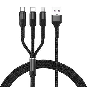 Cables de teléfono 3A 1.2M 3 en 1 Cable USB múltiple móvil múltiple para Huawei Samsung Xiaomi Cable de carga de micro USB de carga rápida