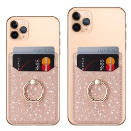 Porte-cartes de téléphone pour le dos du bâton sur le portefeuille de crédit RFID de téléphone adhésif bling avec des paillettes