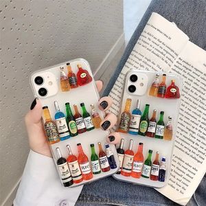 Telefoonhoesje Creatieve 3D Stereo Wijnfles voor iPhone 11 12 13 14 Pro Max Mini 7 8 Plus X XS XR SE Beschermhoes Accessoires 231104