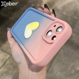 Telefoonhoesje schattig 3D liefdeshart gradiëntkleur zachte siliconen telefoonhoes voor iPhone 15 11 12 13 14 Pro Max XS X 8 7 Plus SE dikke cover 231104