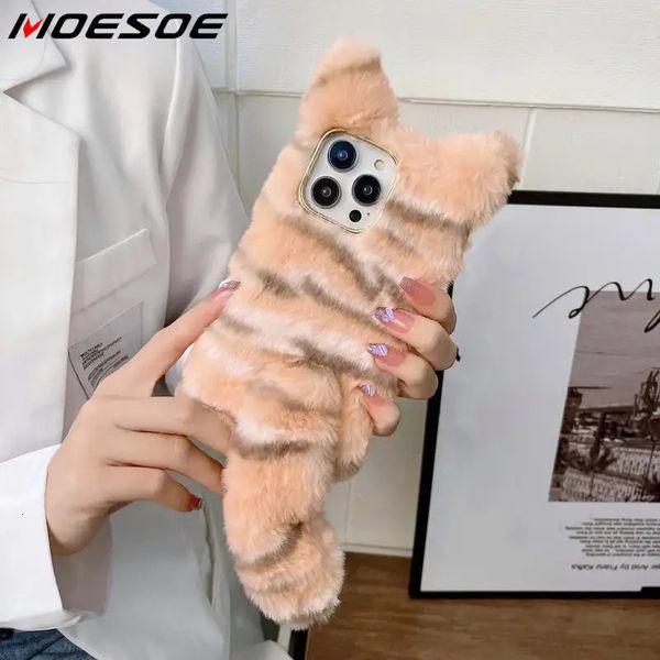 Case de teléfono Lindo cabello de muñeca tigre adecuado para iPhone 14 Pro Max Coque 13 12 más 11 Invierno cálido tibio Fluffy 231104