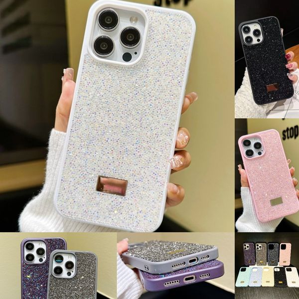 Étui de téléphone Designer Glitter Diamond pour iPhone 15 Pro Max Cases Apple iPhone 14 Pro Max 13 12 11 15 Plus Luxury Bling 3D Sparkling Strass Mobile Cover