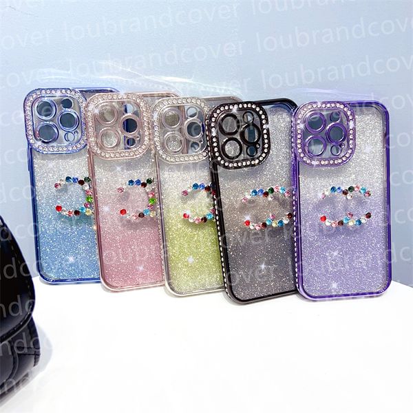 Coque de téléphone Designer Glitter iPhone Case pour Apple iPhone 14 Pro Max 14pro 13 13pro 12 Pro 11 Luxe Couleur Strass Diamant Bling Strass Pierre Shiney Bord Couverture Mobile