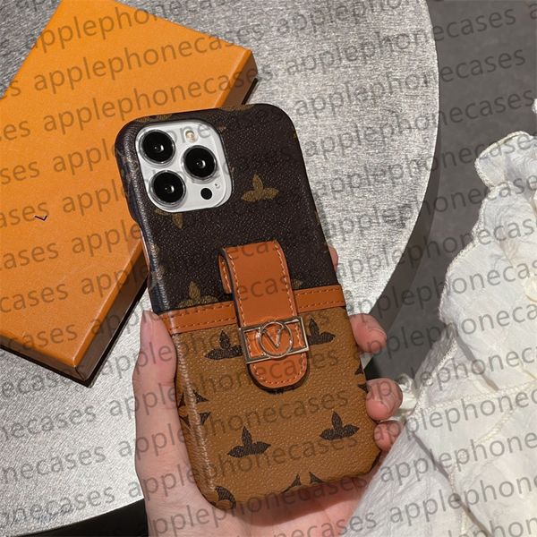 Phone Case Designer iPhone Case Card Pocket pour iPhone 15 14 Pro Max 13 12 11 14Plus 13promax 12promax Luxury Brand Monogram Mobile Cover