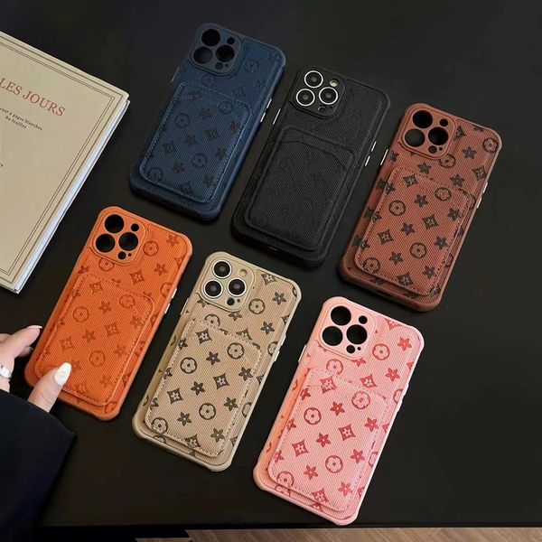 Funda para teléfono Funda de iPhone de diseñador para iPhone 15 Pro Max Fundas con tarjetero Apple iPhone 14 Pro Max 13 12 11 Pro X XR XS Max 15 Plus Fundas de marca de lujo con estampado 3D