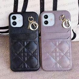 Funda para teléfono Diseñador de cuero acolchado para iPhone 15 Pro Max Fundas Apple iPhone 14 13 12 11 XS Max XR 15 Plus Samsung Galaxy S24 Ultra S23 S22 PLUS s21 Funda Titular de la tarjeta Colgante