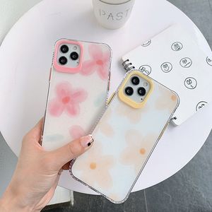 Coque de téléphone pour iPhone 12 mini 11 Pro Max XR XS X 7 8 Plus SE souple pare-chocs fleur impression couverture arrière rigide