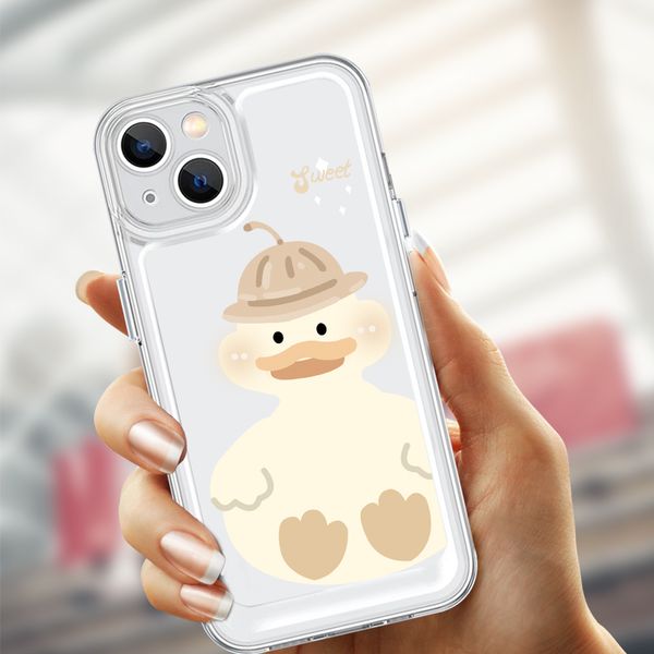 Funda de teléfono para Iphone 14 11 13 Pro Max 12 Mini Xr X Xs Max 7 8 Plus Cute Cartoon Duck funda protectora de silicona transparente