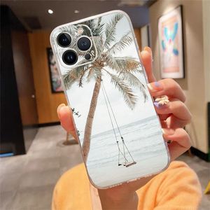 Étui du téléphone pour iPhone 15 14 13 12 11 Pro Max XR 12MINI 14 Plus Palm Tree Summer Beach Sea Phone Mobile Phone Case Funda