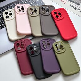 Coque de téléphone pour iPhone 15 Pro Max 14 Plus 13 12 11, couleur bonbon, lentille colorée, caméra, caoutchouc TPU mat, couverture souple en Silicone, armure, bouclier de Protection antichoc