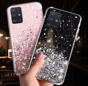 Case de téléphone pour Samsung Galaxy S20 Ultra S10 S9 S8 plus Note 10 Pro A51 A71 A81 A91 A10 A20 A30 A50 A70 Bling Glitter Star Case3740401