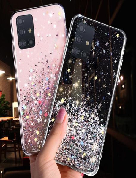 Caso telefónico para Samsung Galaxy S20 Ultra S10 S9 S8 Plus Note 10 Pro A51 A71 A81 A91 A10 A20 A30 A50 A70 Bling Glitter Star Cases5658035