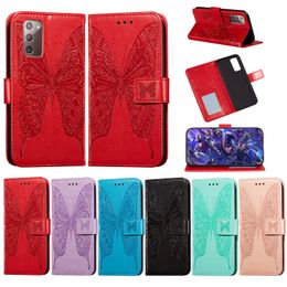 Étui de téléphone pour Samsung Galaxy S21 Note 20 S20 Ultra S10 Plus A51 A71 A41 A11 A31 A11 A01 A11 M31 A81 A91 Étui à rabat en cuir papillon