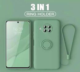 Funda de teléfono para Xiaomi Redmi K30 10 11 10T K40 10X 5G 4G Lite Ultra Pro Liquid Sofe Silicagel con anillo y soporte para pulsera 925116493504