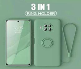 Telefoon hoesje voor Xiaomi Redmi K30 10 11 10T K40 10x 5G 4G Lite Ultra Pro Liquid Silicagel met ringhouder Polsbandomslag 925117571130