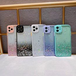 Funda de teléfono Glitter Star TPU fundas transparentes para iPhone 13 12 11 xr xs max brillante lentejuelas contraportada SE2020