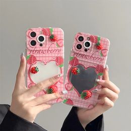 Caso de telefone coreano bonito 3d morango amor cartão saco transparente silicone iphone 14 pro max 11 12 13 xs xr 7 8 plus x capa de desenho animado 231104