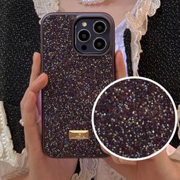 caja del teléfono Funda de iPhone con purpurina de lujo para Apple 15 Pro Max Funda 14 13 12 11 Diseñador de moda Swan Bling Sparkling Rhinestone Diamond Jeweled 3D Crystal Women Back