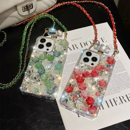 Telefoonhoesje Luxe glitter iPhone-hoesjes voor iPhone 15 14 Pro Max 13 12 11 Designer Bling Sparkling Rhinestone Diamond Jeweled 3D Crystal Parfumflesje roos
