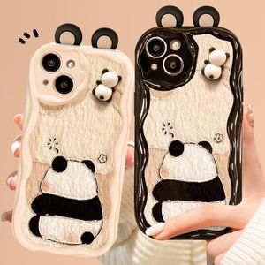 Funda de teléfono adecuada para 14promax 15 13 3D panda doll 11/12min anti drop xs