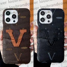 Étui de téléphone avec porte-cartes Portefeuille Étuis de téléphone de concepteur pour iPhone 14 pro max 13 12 Shell Spliced Big Letter Monogram Print Leather Mobile Cover