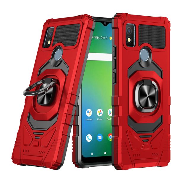 Coques de téléphone pour Cricket Ovation 3 Icon 4 Dream 5G Debut Smart avec support de bague rotatif à 360 ° Kickstand Support de voiture Soft TPU Hard Plastic Double-layer Shockproof Cover