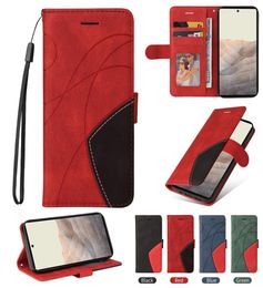 Coques de téléphone pour Google Pixel 5 6 Pro 4A 5A 5XL, Surface en cuir PU, coque arrière intérieure en TPU avec portefeuille, fentes pour cartes, dragonne 8681867