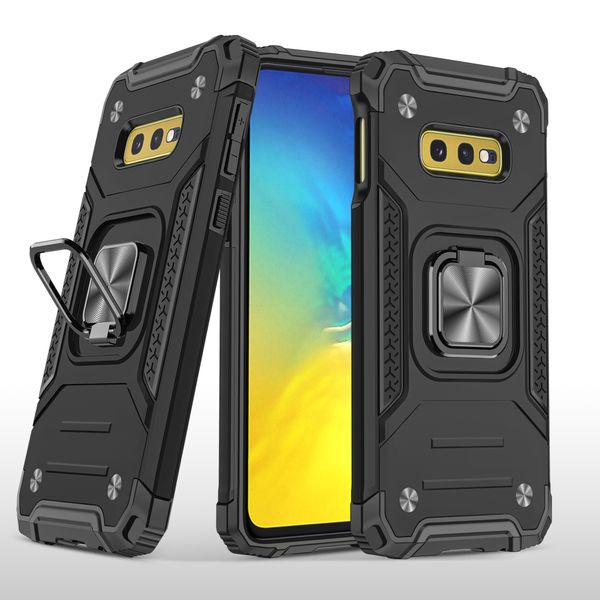 Cajas del teléfono para HUAWEI P30 P40 LITE Y6 Y9 S PRIME Y8 Y5 Y7 P MATE 10 PRO PLUS P SMART NOVA 4 6 7I E SE Soporte de anillo Soporte de metal 4 esquinas Cubierta de protección completa