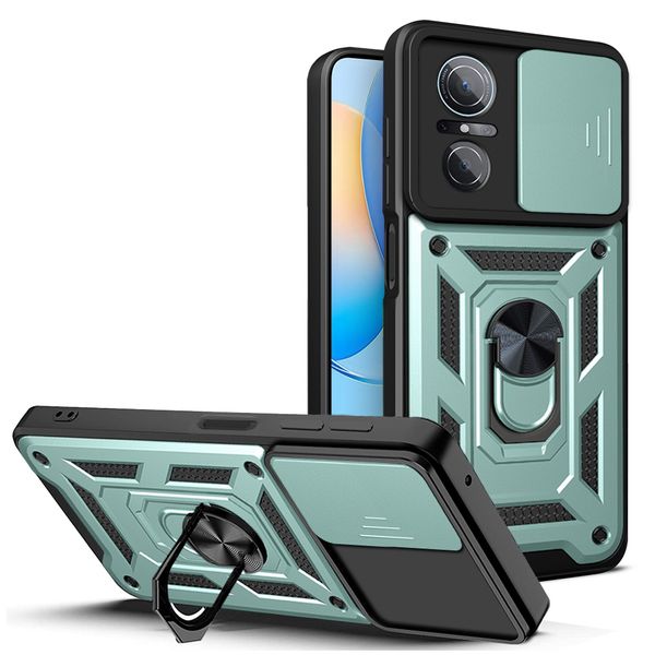 Cajas del teléfono para Huawei Honor 70 X9 X8 X7 NOVA Y90 Y70 Y60 con anillo de soporte giratorio de 360 ° Soporte para automóvil Cubierta de protección de cámara deslizante de doble capa