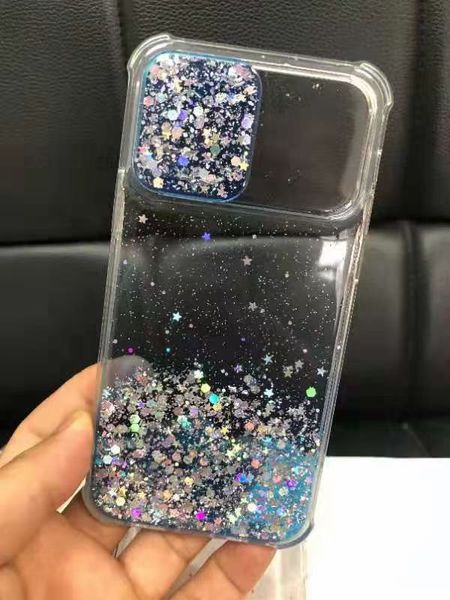 Cajas de teléfono para iPhone 12 Mini 11 Pro 8 7 6 Plus X XR XS MAX Bling Sparkly Glitter Shiny Parachoques Cubierta a prueba de golpes con protección de lente
