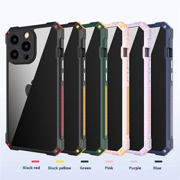 Fundas de teléfono para iphone 13 pro max 12 11 XR 7 8 plus funda Bolsa de aire de cuatro esquinas absorción de impactos anticaída TPU Acrílico Transparente Accesorios móviles Cubierta protectora trasera B