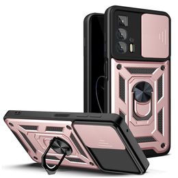 Coques de téléphone pour Motorola G Pure G Power Play Stylus G 5G 2023 avec anneau de béquille rotatif à 360 ° Support de voiture Double couche Slide Lens Protection Cover