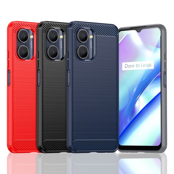 Estuches de teléfono para OPPO A17 A57 A77 K10 Realme 9 Narzo 50 C33 C35 C31 C30 Q5 Estuche blando de dibujo de alambre con textura de fibra de carbono resistente