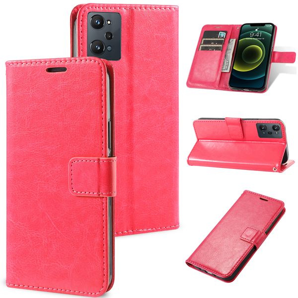 Cajones telefónicos para Oppo Reno 7 K10 K9 A57 A76 A96 A36 A16K A16E Pro 5G Realme Leather con ranuras para tarjetas Cajón loco Case de caballos