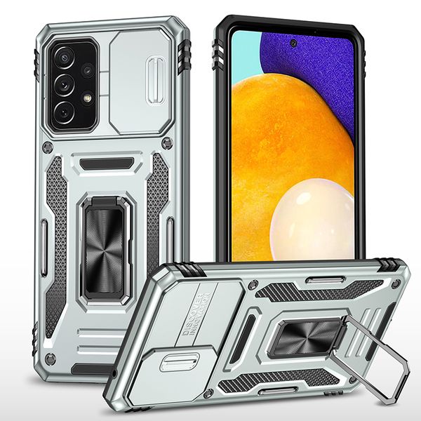 Fundas para teléfonos para Samsung Galaxy S23 FE S23 S22 S21 Plus Ultra S20 FE S10 S Series Soporte para anillo de montaje en automóvil Soporte para lente de cámara deslizante Protección contra golpes a prueba de golpes