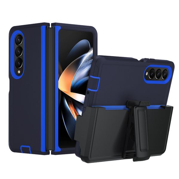 Fundas de teléfono para Samsung Z FOLD 4 con anillo de soporte giratorio de 360 ° Clip de cinturón Holter diseño deslizante cubierta de protección de pantalla y cámara