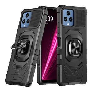 Étuis de téléphone pour T-Mobile Revvl v 2021 6 PRO Boost Celero 5G double couche PCTPU antichoc avec anneau rotatif béquille anti-chute housse de protection anti-collision