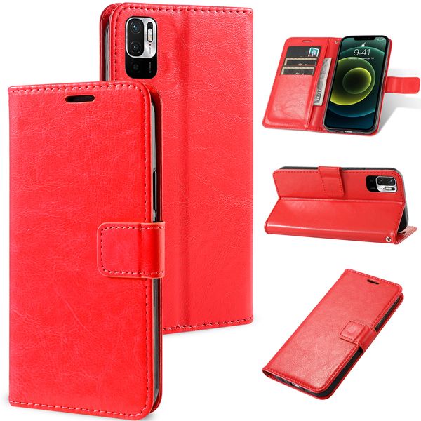 Fundas de teléfono para Xiaomi 12 11T CIVI 2 Redmi Note 11 Plus POCO X4 M4 5G Cartera de cuero con ranuras para tarjetas Crazy Horse Case Stand