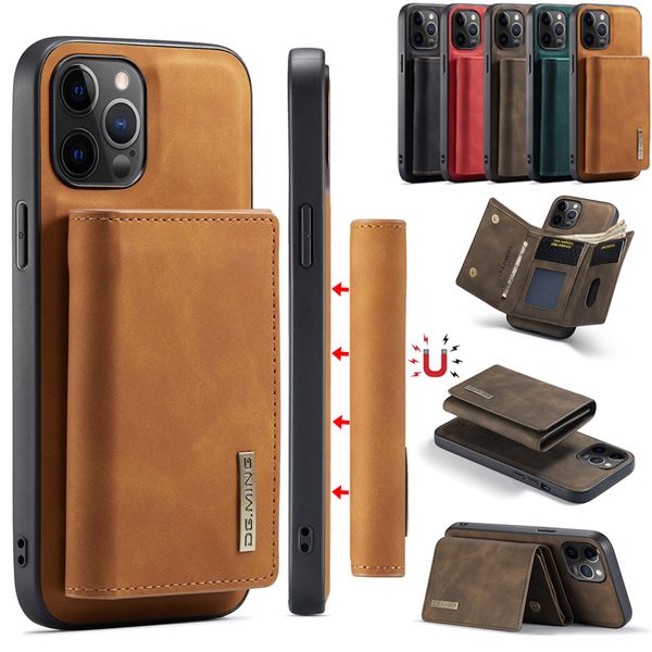 Estuches para teléfonos Hebilla magnética Ranura para tarjeta Soporte para billetera Funda de cuero PU para iPhone13 12 11 pro max xs xr 7 8 Samsung S21 Ultra S20 Plus FE Note20 A21S OnePlus 9