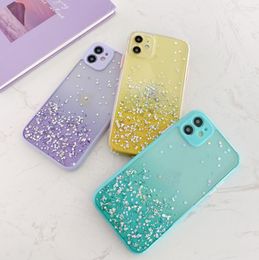 Gradient Bling Shiny Hybrid TPU PC Glitter Telefoonhoesje voor iPhone 12 11 PRO MAX XR XS 7 8 Plus X Clear Cover