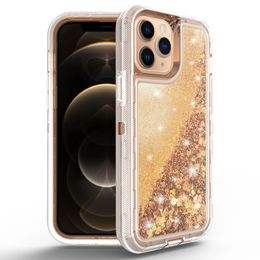 Telefoon Gevallen Drijfzand Voor Iphone 14 13 Pro Max Bling Liquid Glitter Drijvende Armor Shockproof Beschermende Water Stroomt Cover