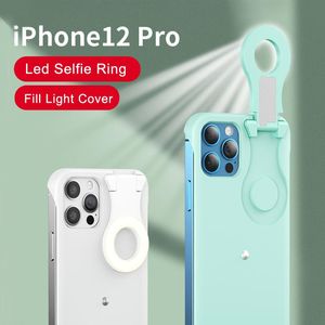 Cajas de teléfono Selfie Light Case LED Fill Ring Flash Cubierta protectora para iPhone 12 Pro Max