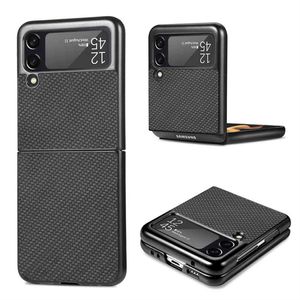 Coques de téléphone adaptées pour Samsung Galaxy Z Flip2/3 écran pliant fibre motif PC étui rigide tout compris housse de protection