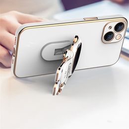 Estuches para teléfonos con soporte plegable de astronauta 3D para iPhone 14 13 12 11 Pro max Cubierta de protección de lujo