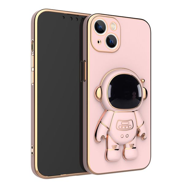 Cajas de teléfono con soporte plegable de astronauta 3D para iPhone 14 13 12 11 Pro XS Max X XR 7 8 Plus SE2 13 Cubierta de protección de lujo Soft Shelll