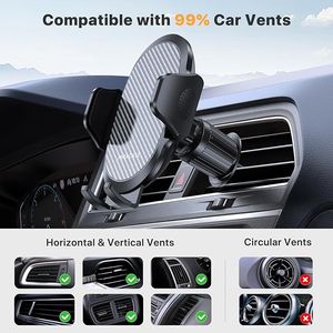 Telefoonhouders voor in de auto met de nieuwste metalen haakclip, ventilatieopening voor mobiele telefoon in de auto, handsfree universele autohouder geschikt voor iPhone Android en alle smartphones