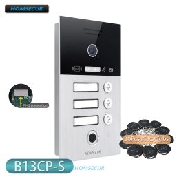 Téléphone HomSecur IP65 Poe Door Shell Camera avec 3 boutons d'appel Accès d'empreinte + 20pcs 13.56 MHz pour les clés pour la porte HDK Interphone Interphone